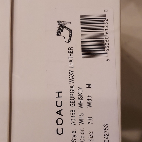 Coach-Georgia waxy leather mules.  Whiskey with soft lining and wood heel.  7. - Picture 12 of 15